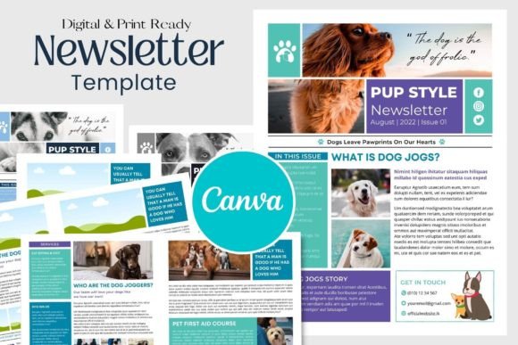 Canva Newsletter Template Dogs and Pets: Design Your Passion